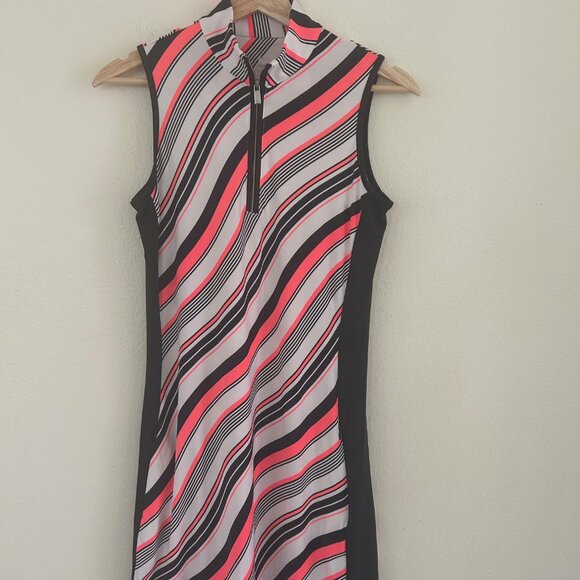 Tail Activewear Dress XS Golf Tennis UPF 50+ Diagonal Lines Mock Neck Zip/Pocket - Picture 4 of 8